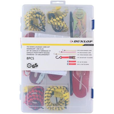 25. TAŚMY GUMY DO MOCOWANIA BAGAŻU HAKI 8SZT DUNLOP BOX