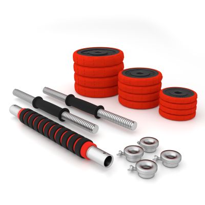 11. Sztangielki gumowane HMS SGGX20 z funkcją sztangi 20kg