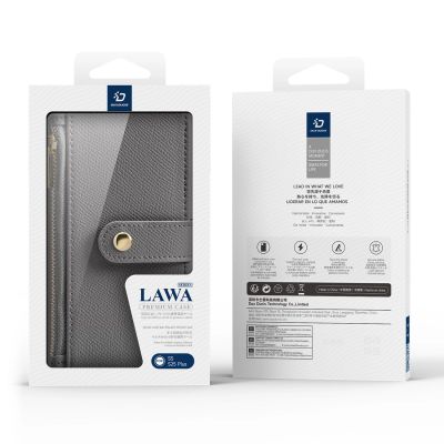 12. Etui skórzane Dux Ducis Lawa na Samsung Galaxy S25+ z odłączanym portfelem magnetycznym - szare