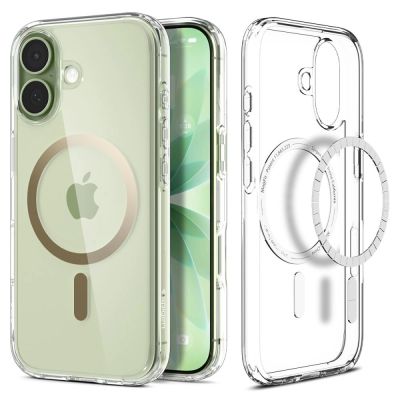 8. Etui Spigen Ultra Hybrid MagSafe na iPhone 17 - przezroczysto-złote