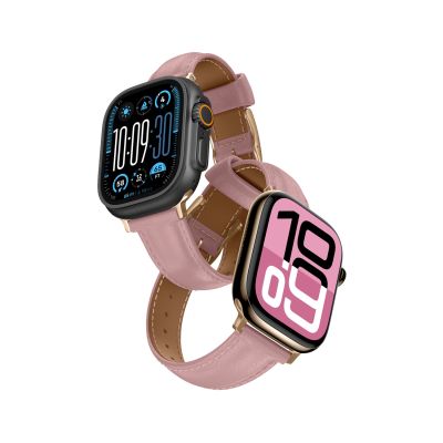 Skórzany pasek AMAZINGTHING Class Band do Apple Watch 45 / 46 / 49 mm - różowy