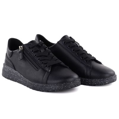 3. Skórzane półbuty damskie na podwyższeniu czarne Jezzi 138