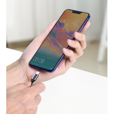 14. Kabel Ugreen US255 50125 USB-C (prosty) / USB-C (kątowy) PD QC 60W 3A 2m - szary