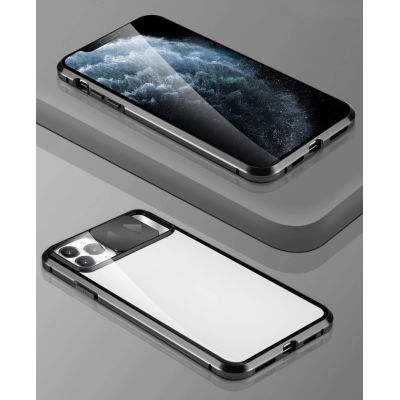 18. Wozinsky Magnetic Cam Slider Case magnetyczne etui 360 na cały telefon szkło na ekran osłona na aparat Huawei P40 czarny
