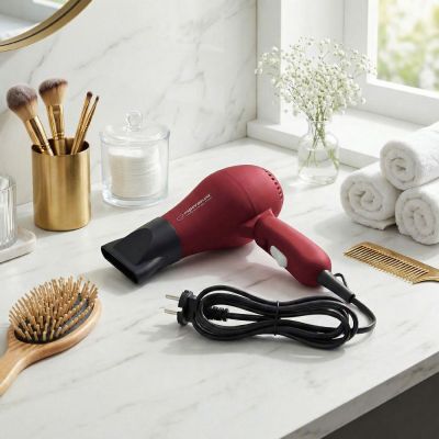 11. Suszarka do włosów Esperanza AURORA EBH003R (750W; kolor czerwony)