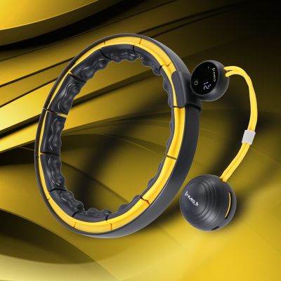 14. HHM21 HULA HOP BLACK/YELLOW Z MAGNESAMI, WYPUSTKAMI TPE I OBCIĄŻNIKIEM + LICZNIK HMS