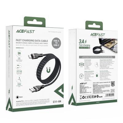 8. Kabel Acefast C11-04 USB-A - USB-C 3A 1,2 m w magnetycznym oplocie - czarny