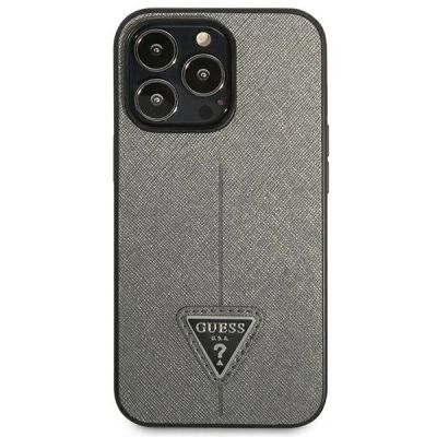 3. Etui Guess Saffiano Triangle Logo na iPhone 13 Pro Max 6,7" - srebrne