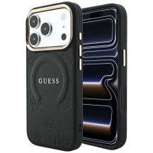 Etui Guess Saffiano Peony & Ring MagSafe na iPhone 17 Pro / 18 Pro - czarne