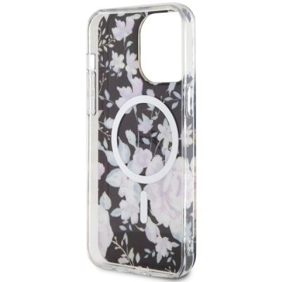 7. Etui Guess Flower MagSafe na iPhone 14 Pro Max - czarne