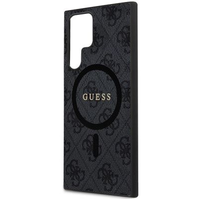 6. Etui Guess 4G Collection Leather Metal Logo MagSafe na Samsung Galaxy S24 Ultra - czarne