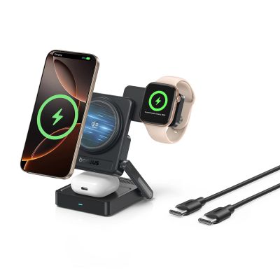 Ładowarka bezprzewodowa Baseus PicoGo AF21 3w1 Qi2.2 35W z kablem USB-C 1m - czarna