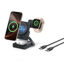 Ładowarka bezprzewodowa Baseus PicoGo AF21 3w1 Qi2.2 35W z kablem USB-C 1m - czarna