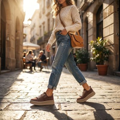 8. Skórzane półbuty sneakersy na platformie białe Filippo DP6122