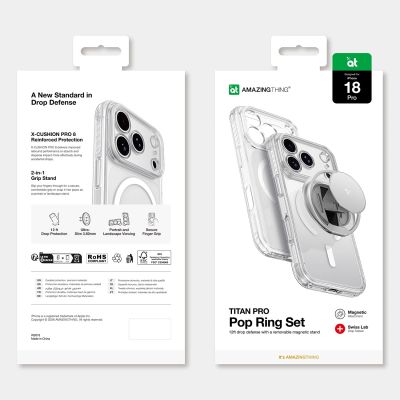 11. Etui AMAZINGTHING Titan Pro Pop Lens na iPhone 18 Pro z osłoną aparatu uchwytem i podstawką kompatybilne z MagSafe - przezroczyste