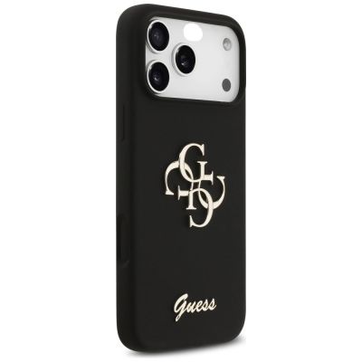 4. Etui Guess Silicone Big 4G Script na iPhone 17 Pro Max - czarne