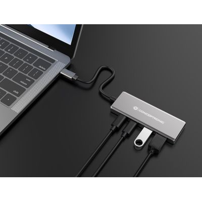 10. Conceptronic HUBBIES15G huby i koncentratory USB 3.2 Gen 2 (3.1 Gen 2) Type-C 10000 Mbit/s Szary