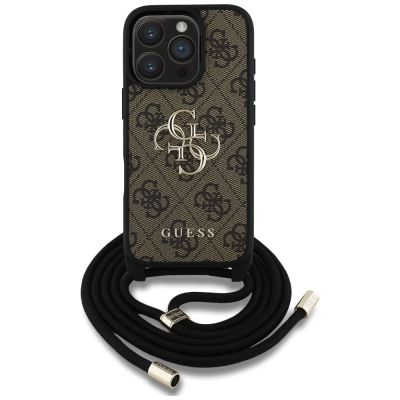 2. Etui Guess 4G Big Logo Cord Stap Crossbody do iPhone 16 Pro brązowy