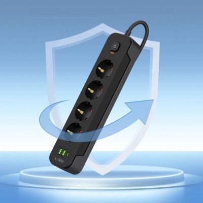 4. Listwa zasilająca Tech-Protect PCL4X3 4 gniazda 240V + 2xUSB-A + 1xUSB-C 200 cm - czarna