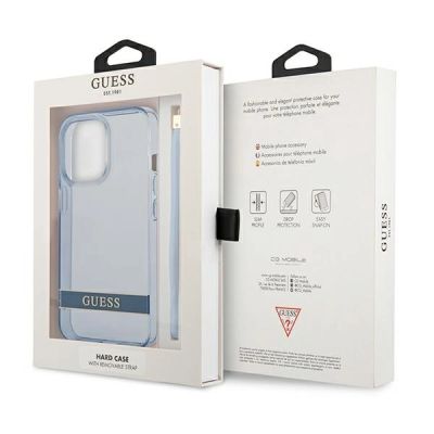 8. Etui Guess Translucent Strap na iPhone 13 Pro / iPhone 13 - niebieskie