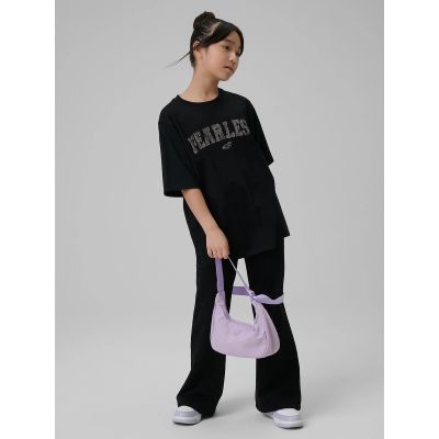 6. T-shirt loose z nadrukiem dziewczęcy 4F 4FJRSS26TTSHF3453-20S