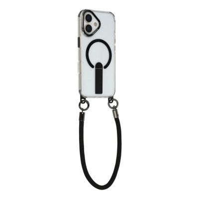 2. Etui na iPhone 17 z podstawką krótkim paskiem 30 cm i długim paskiem 120 cm kompatybilne z MagSafe - czarne