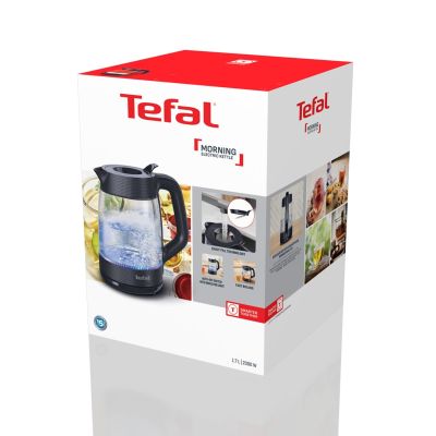 2. TEFAL Kettle | KO2G08E0 | 2000 W | Electric | 1.7 L | Heat-resistant glass | 360° rotational base | Black/Transparent