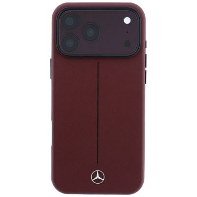 3. Etui Mercedes Leather Semi Wrap Iconic Line MagSafe do iPhone 18 Pro Max / 17 Pro Max - burgundowe