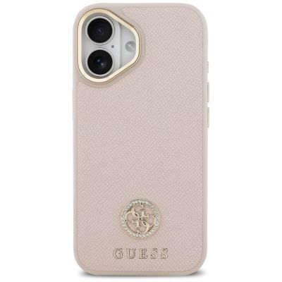 3. Etui Guess Grained Strass Logo MagSafe na iPhone 17 - różowe