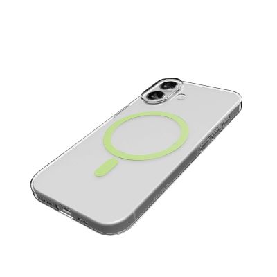 9. Etui Puro Lite Mag TPU+PC kompatybilne z MagSafe na iPhone 17 - przezroczyste z zielonym pierścieniem