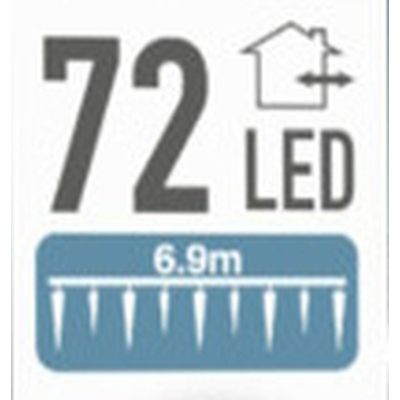 12. LAMPKI KURTYNA ŚWIETLNA SOPLE ZEW 72 LED ZIMNY BIAŁY TIMER