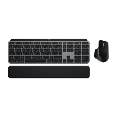4. Logitech Master MX Keys S Combo for Mac klawiatura Dołączona myszka Dom/Biuro RF Wireless + Bluetooth QWERTY Amerykański międzynarodowy Aluminium, Czarny