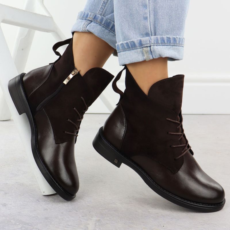 5. Botki zamszowe damskie brązowe Potocki Z25-SZ12080