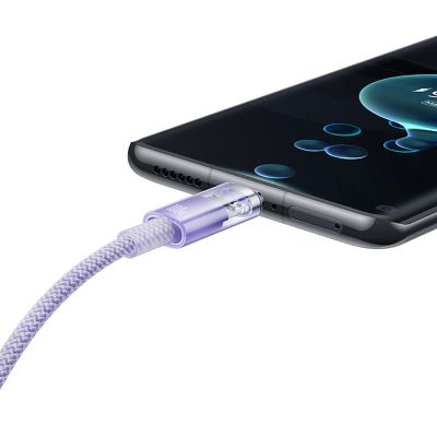 9. Kabel Baseus Explorer 100W USB-A - USB-C z inteligentnym czujnikiem temperatury 1m - fioletowy