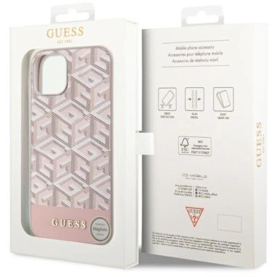 8. Etui Guess GCube Stripes MagSafe na iPhone 14 - różowe