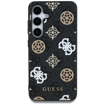 3. Etui Guess 4G Printed Colored Peony Pattern MagSafe do Samsung Galaxy S25 czarny