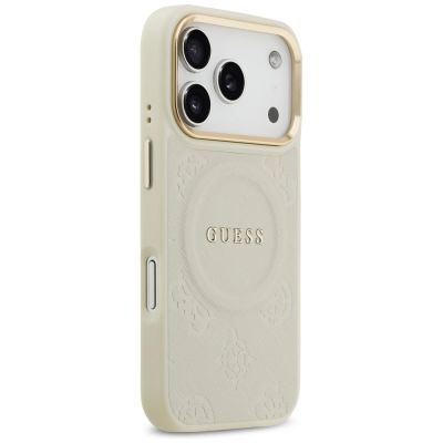 4. Etui Guess Peony Hot Stamp MagSafe na iPhone 17 Pro - beżowe