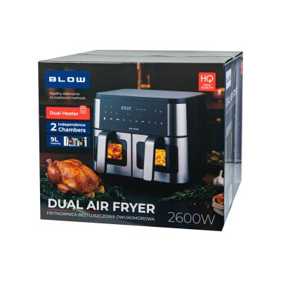 13. AIR FRYER frytkownica beztłuszczowa BLOW 2500W 9L dwukomorowa