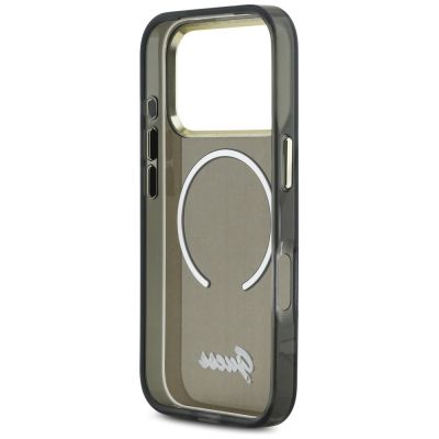 7. Etui Guess IML Script Metal MagSafe na iPhone 17 Pro Max - czarne