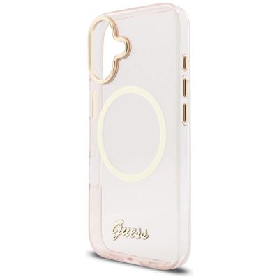 6. Etui Guess IML Script Metal MagSafe do iPhone 17 - różowe
