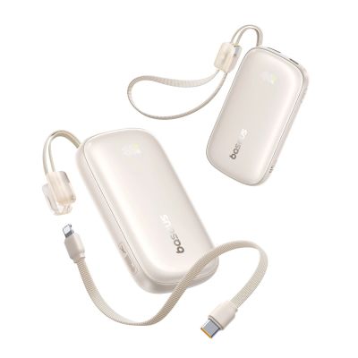 2. Powerbank Baseus EnerFill FC21 Qpow 3 Ultra 10000mAh 45W z wyświetlaczem cyfrowym z odłączanym kablem USB-C - Lightning - tytanowy