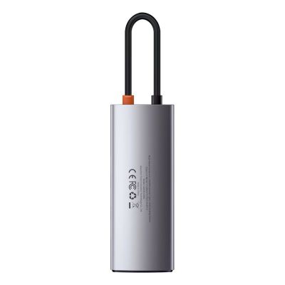 3. Baseus Metal Gleam 5w1 wielofunkcyjny HUB USB Typ C - USB Typ C Power Delivery 100 W / HDMI 4K 30 Hz / 3x USB 3.2 Gen 1 Szary (CAHUB-CX0G)