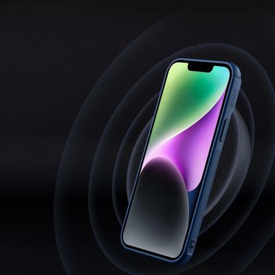 10. Nillkin Textured S Case etui iPhone 14 pancerny pokrowiec z osłoną na aparat niebieski