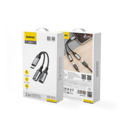 2. Adapter Dudao L13C+ 2w1 USB-C - szary