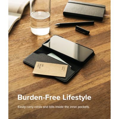 9. Ringke Folio Signature skórzane etui z klapką do Samsung Galaxy S22+ (S22 Plus) czarny (FSS118R262)