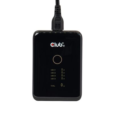 10. CLUB3D Stacja ładowania CAC-1933 z 4 portami USB-C® 240 W GaN PD 3.1 + PPS + wyświetlacz LED