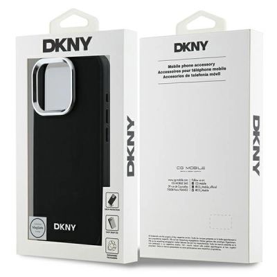 8. Etui DKNY Plain Silver Logo MagSafe na iPhone 16 Pro - czarne