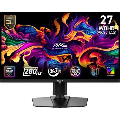 10. MSI MAG 271QP QD-OLED X28 monitor komputerowy 67,3 cm (26.5") 2560 x 1440 px Wide Quad HD Czarny