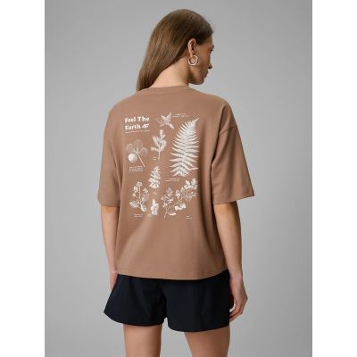 2. T-shirt regular z nadrukiem damski 4F 4FRSS26TTSHF3704-83S