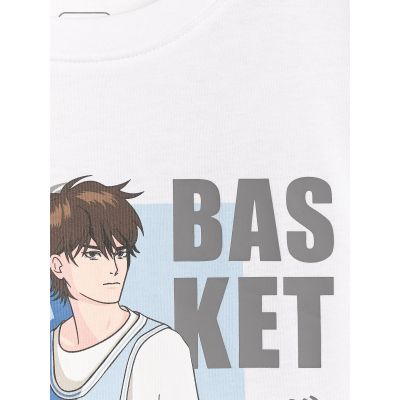 7. T-shirt oversize z nadrukiem chłopięcy 4F 4FJRAW25TTSHM3062-10S